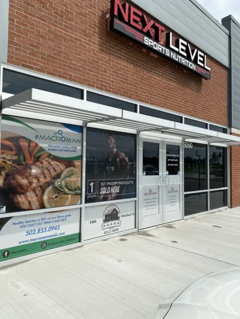 Next Level Sports Nutrition storefront in Jeffersonville, Indiana